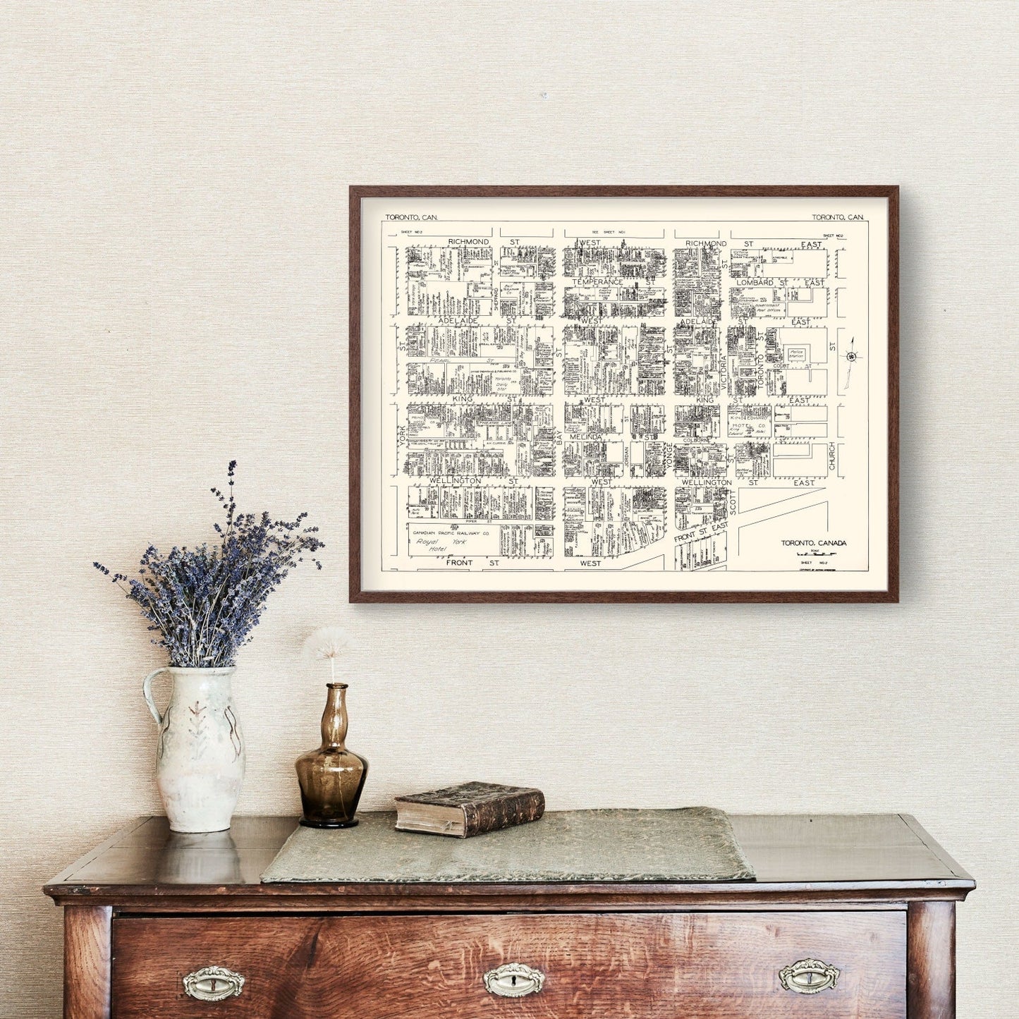 Vintage Map of Toronto, Canada, 1929