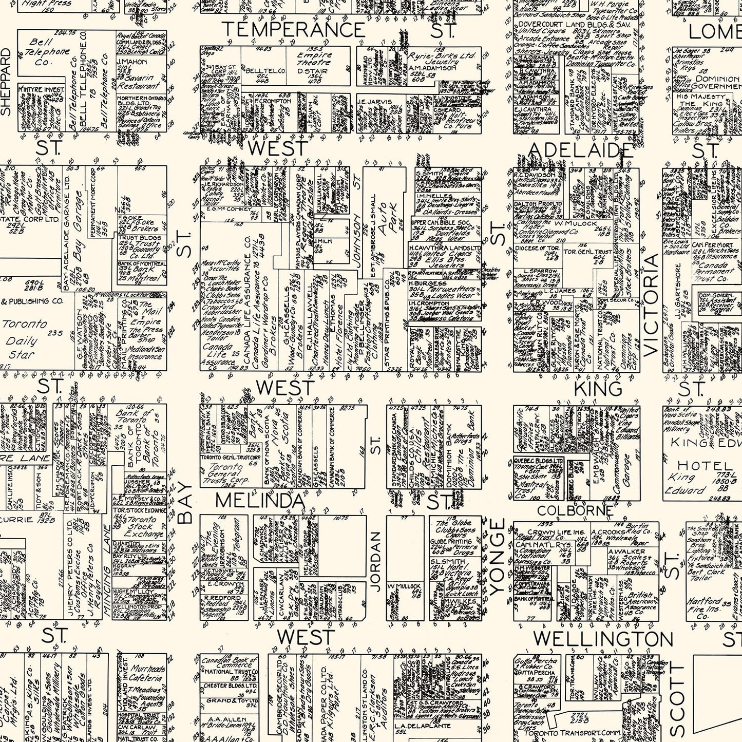 Vintage Map of Toronto, Canada, 1929