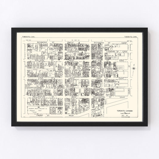 vintage map of Toronto, Canada, 1929