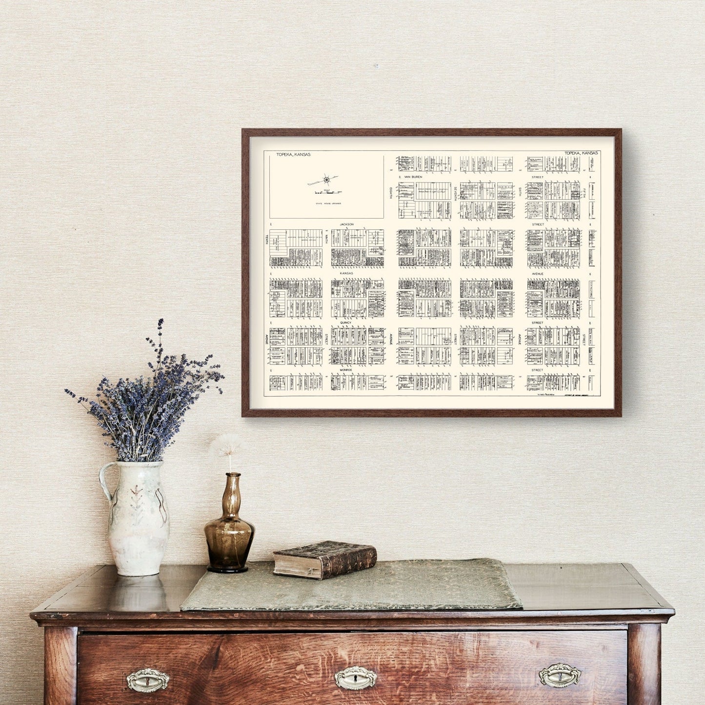 Vintage Map of Topeka, Kansas Business Section, 1929