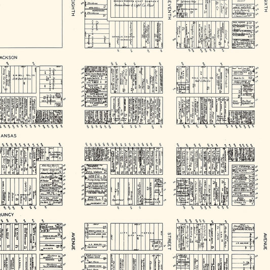 Vintage Map of Topeka, Kansas Business Section, 1929
