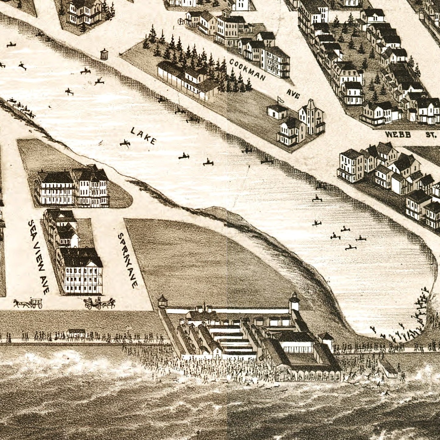 Vintage Map of Ocean Grove, New Jersey, 1881