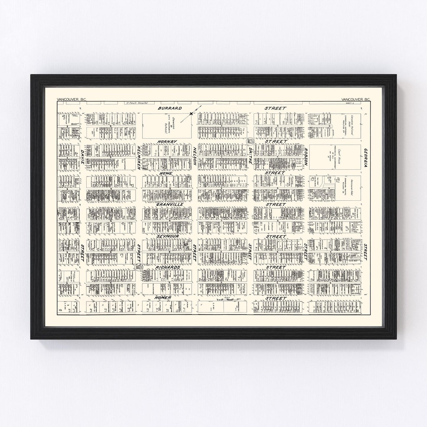 Vintage map of Vancouver, Canada, 1929