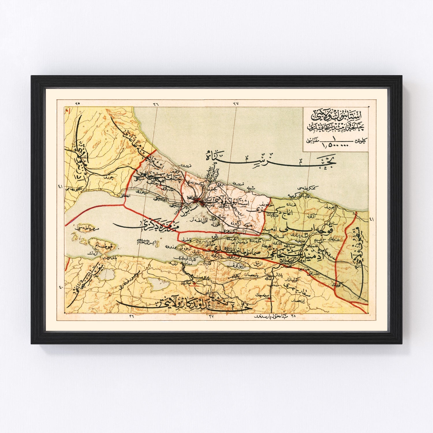 Vintage map of Istanbul, Turkey, 1909