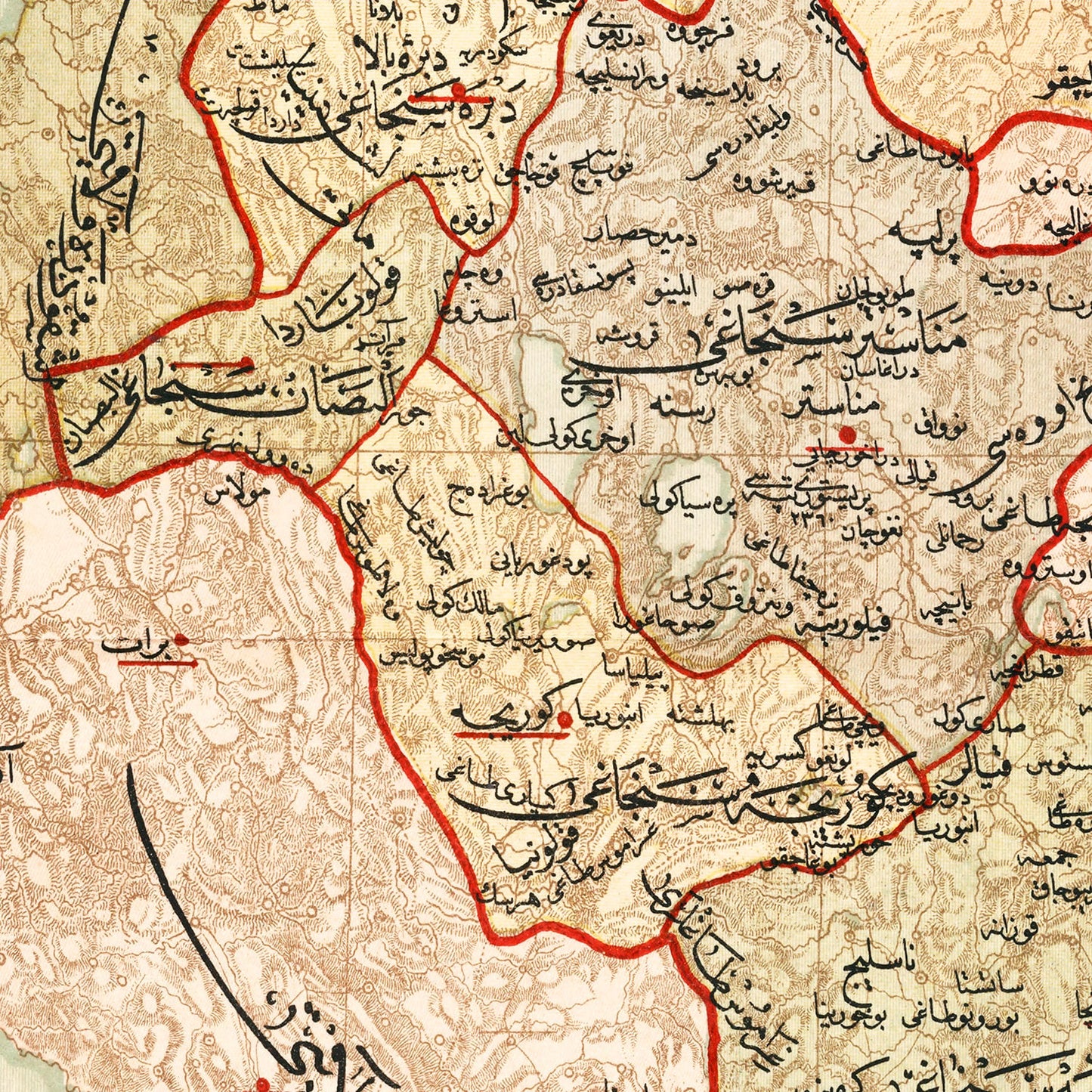 Vintage Map of Manastir Region, Ottoman Empire, 1909