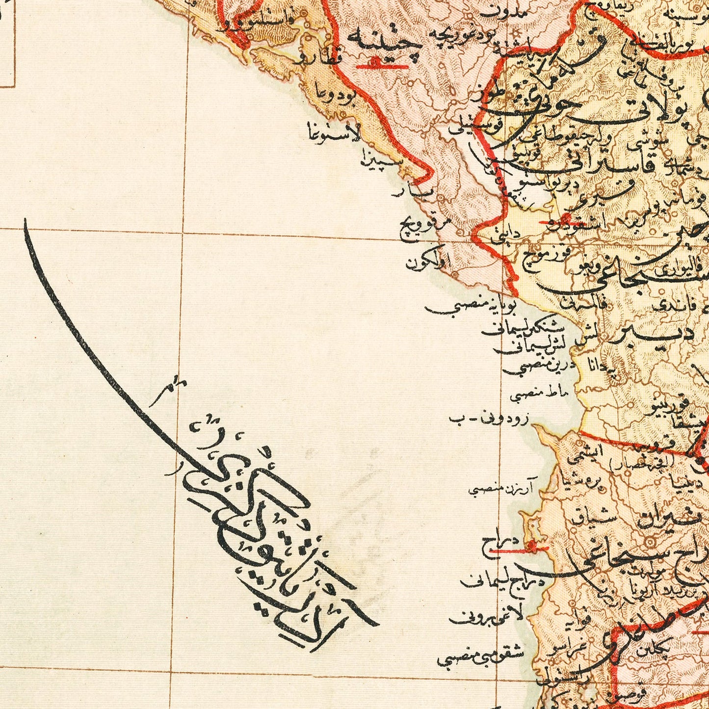 Vintage Map of the Ashghodareh Region, 1909