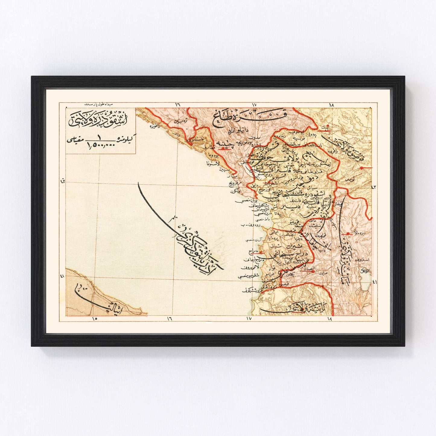 vintage map of the Ashghodareh region, Central Asia, 1909