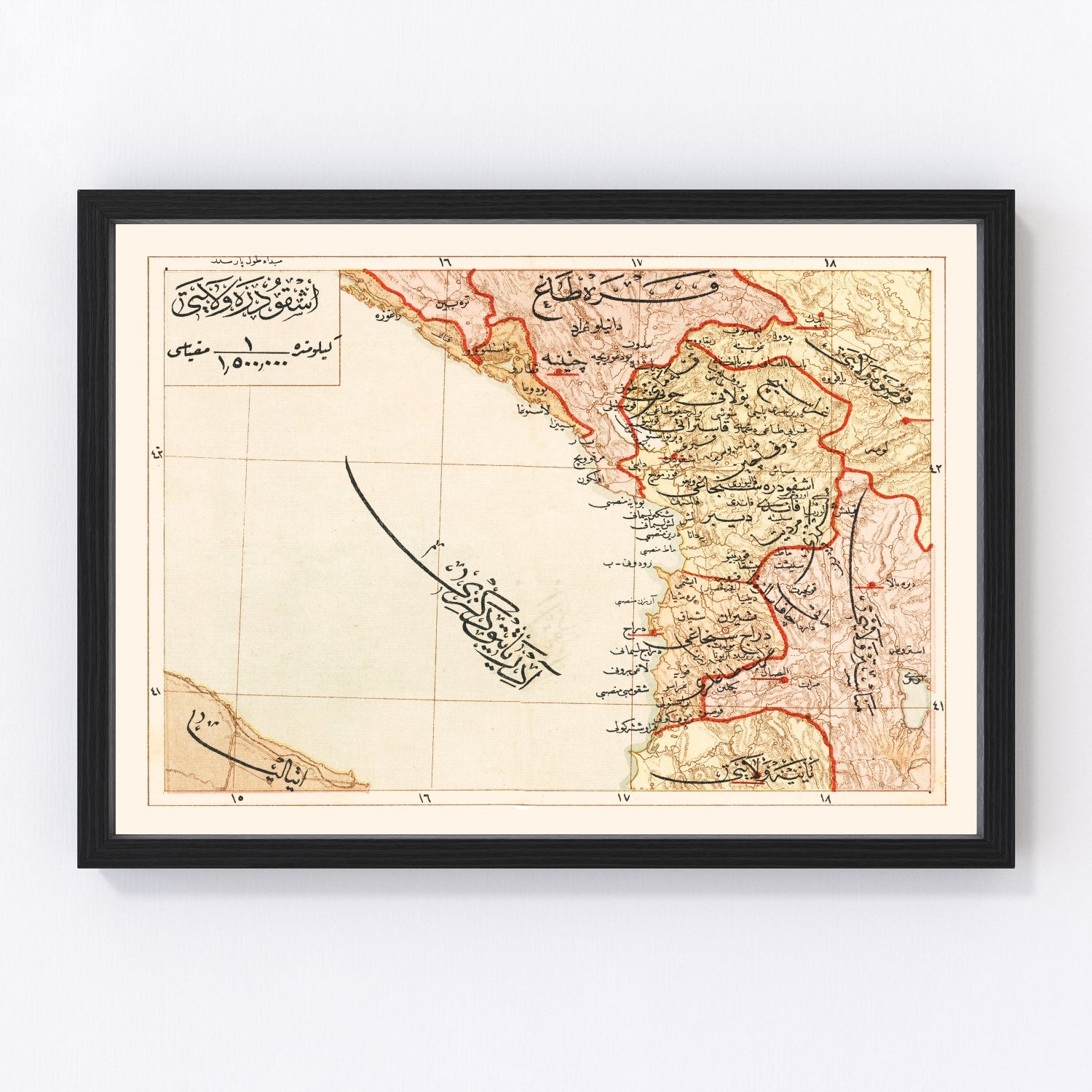 vintage map of the Ashghodareh region, Central Asia, 1909