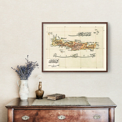 Vintage Map of Crete Island, 1909