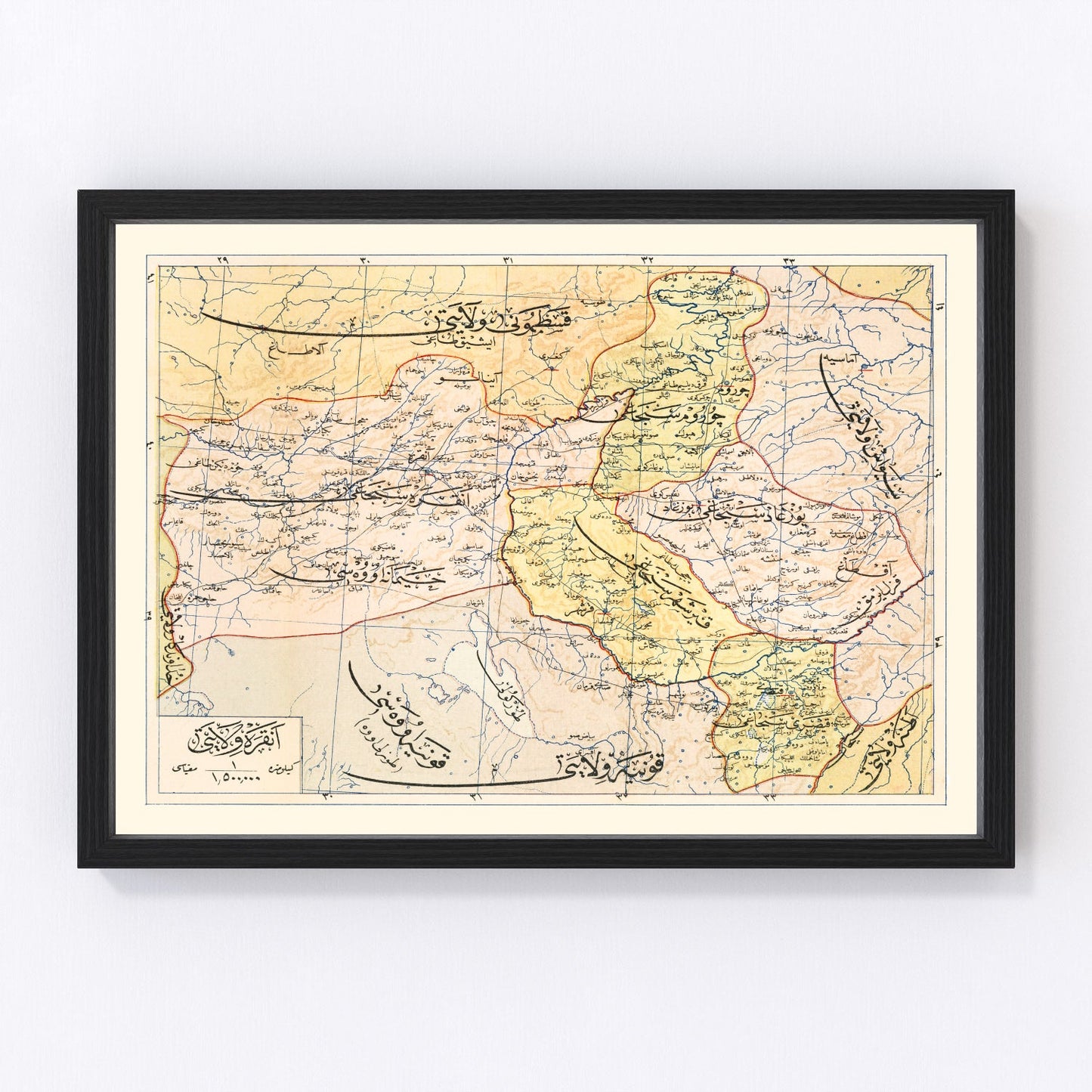 Restored vintage map of Ankara, Turkey, 1909