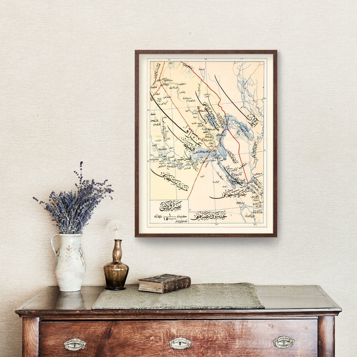 Vintage Map of Basra, Ottoman Empire, 1909