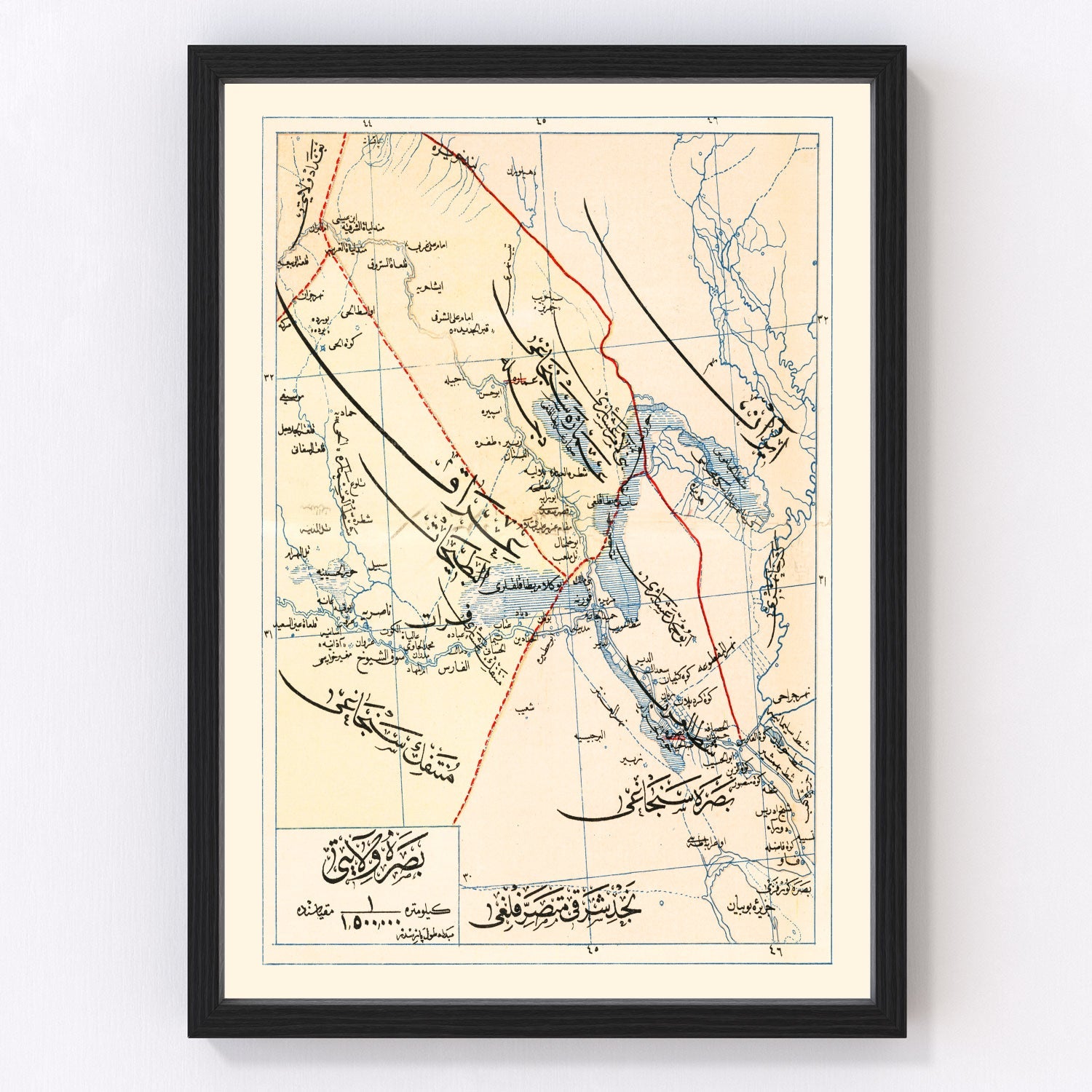 Vintage map of Basra, Ottoman Empire, 1909