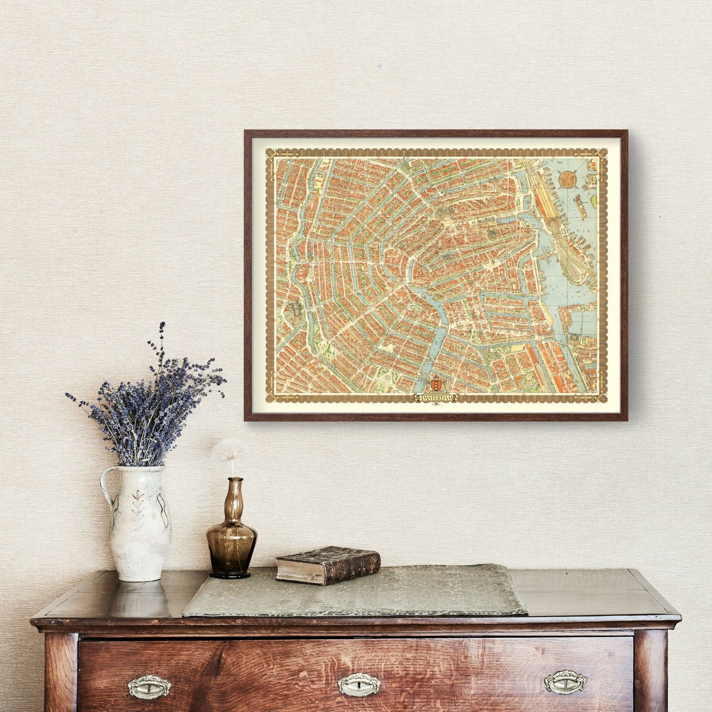 Vintage Map of Amsterdam, Netherlands, 1956