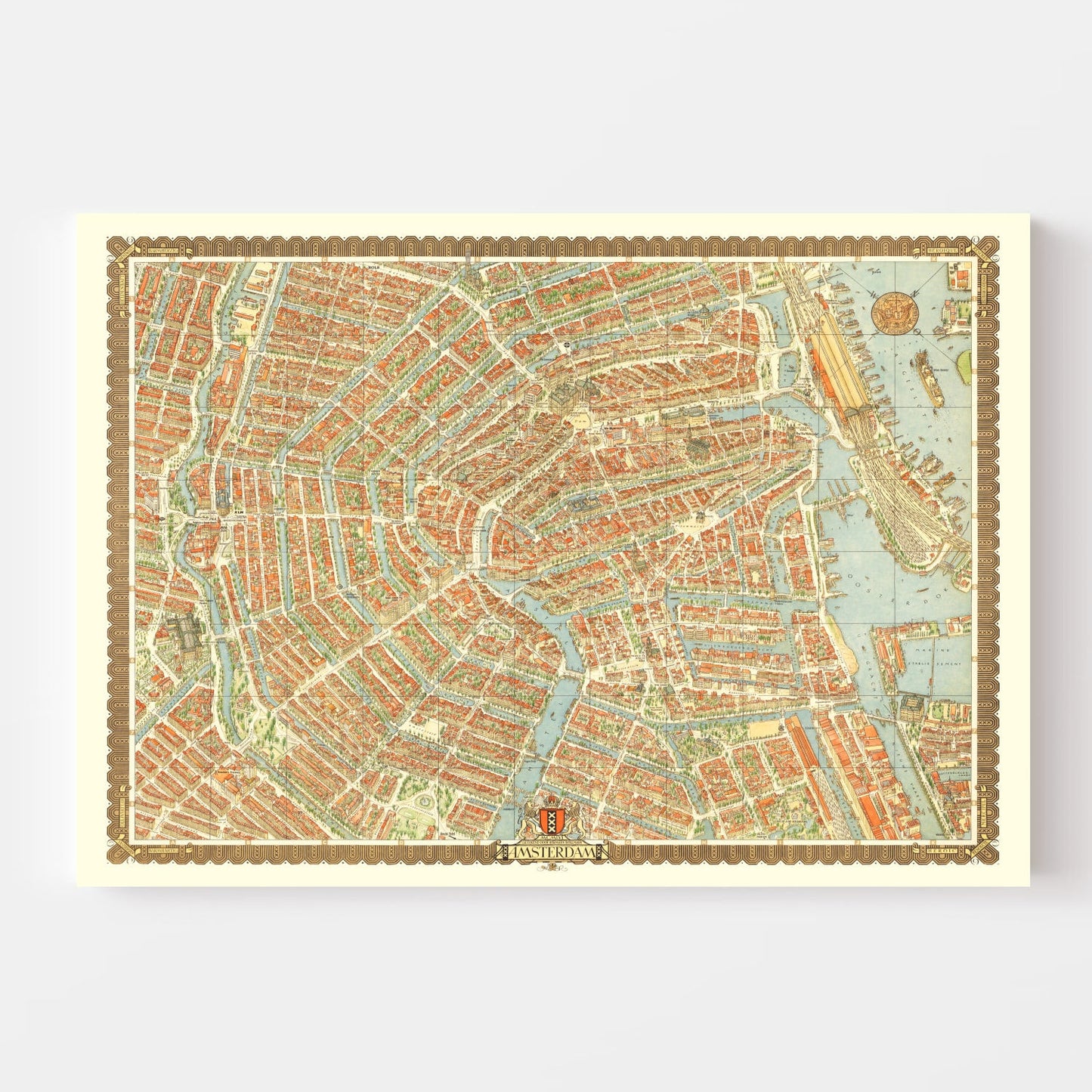Vintage Map of Amsterdam, Netherlands, 1956