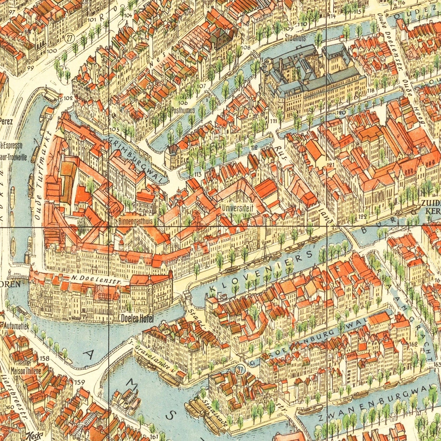 Vintage Map of Amsterdam, Netherlands, 1956