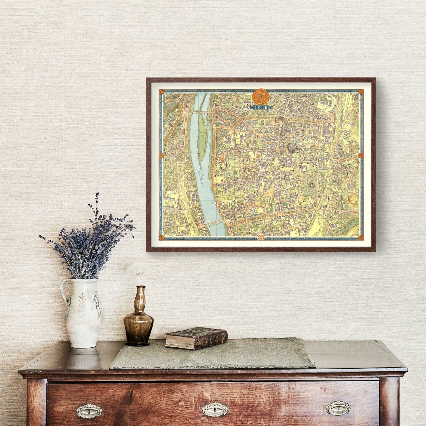 Vintage Map of Trier, Germany, 1953