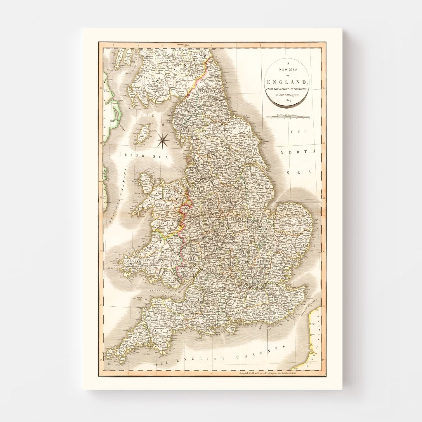 Vintage Map of England, 1809