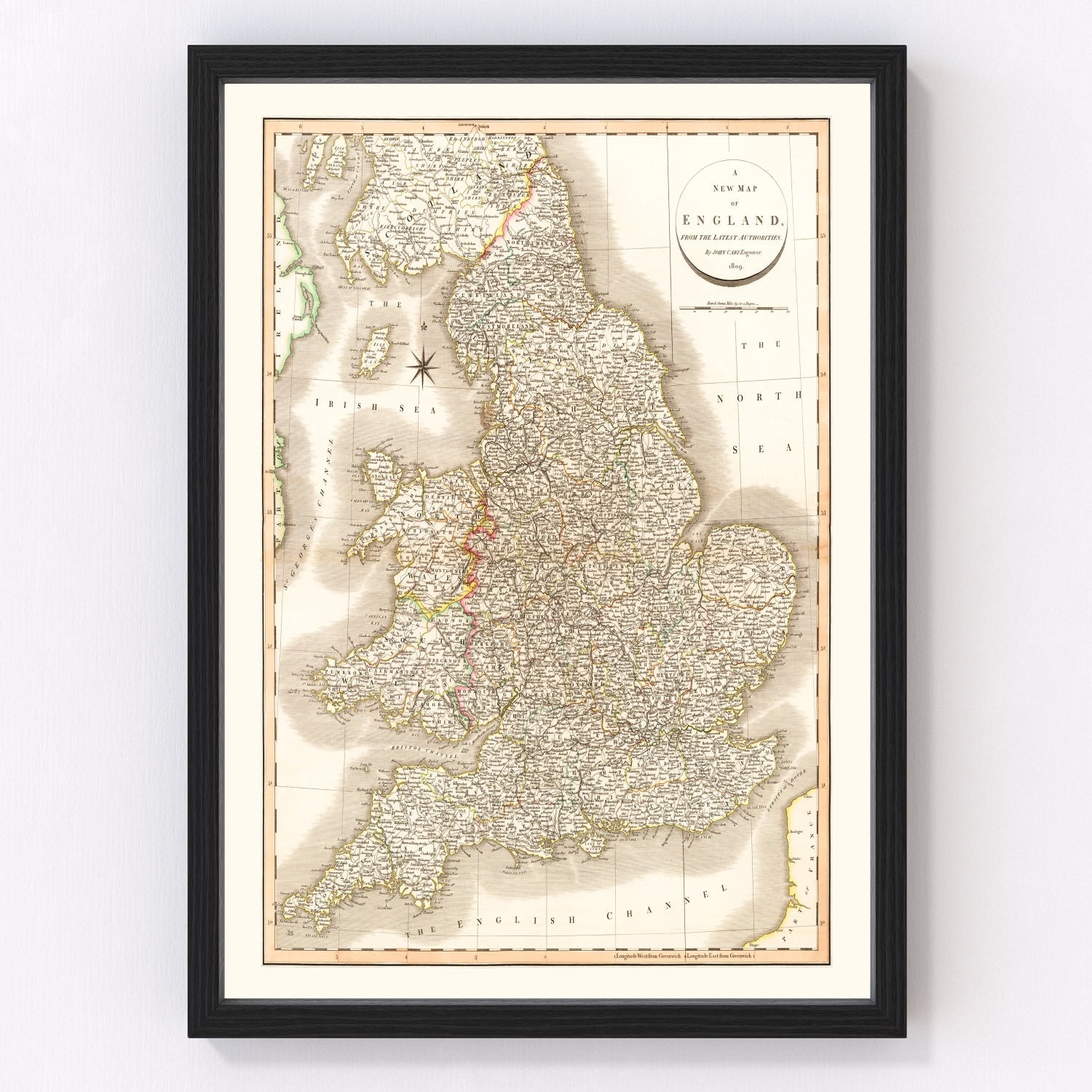 Vintage map of England, 1809