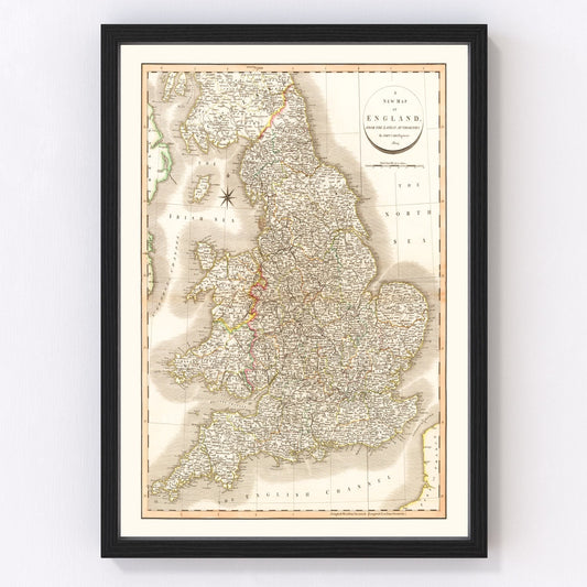 Vintage map of England, 1809