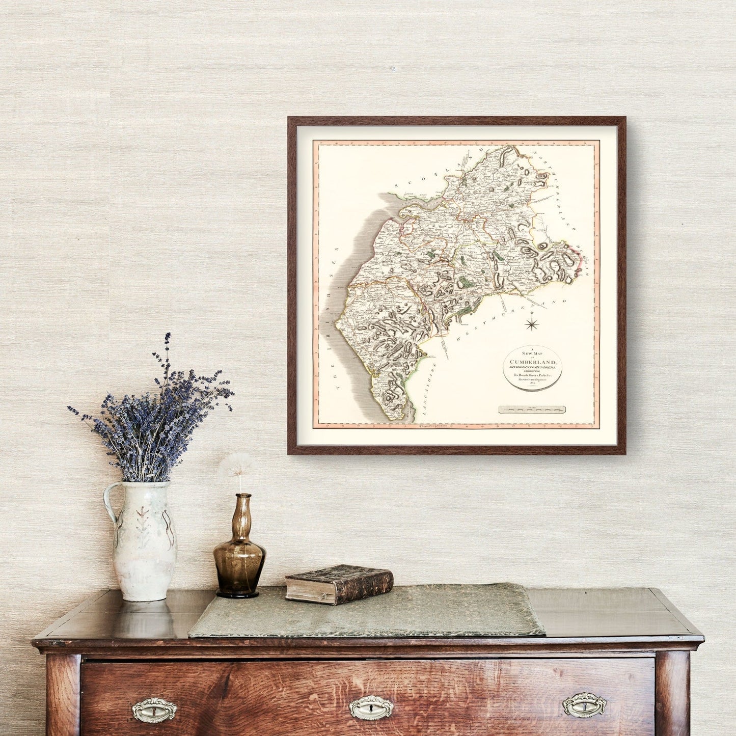 Vintage Map of Cumberland County, England, 1801