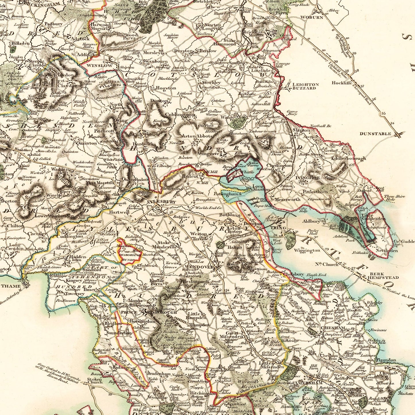 Vintage Map of Buckinghamshire, England 1801 Wall Art