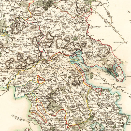Vintage Map of Buckinghamshire, England 1801 Wall Art