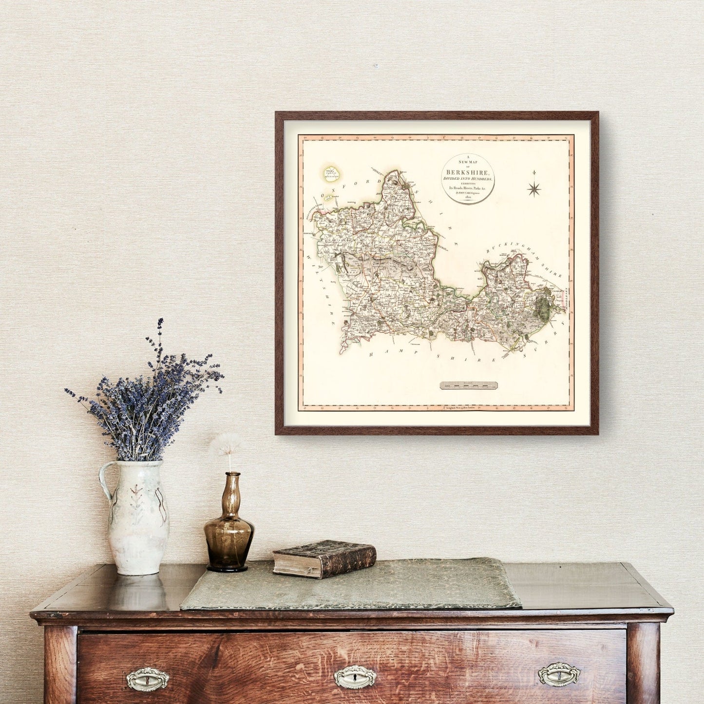 Vintage Map of Berkshire County, England, 1801