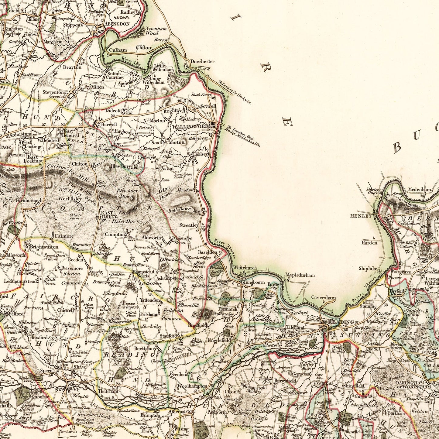 Vintage Map of Berkshire County, England, 1801