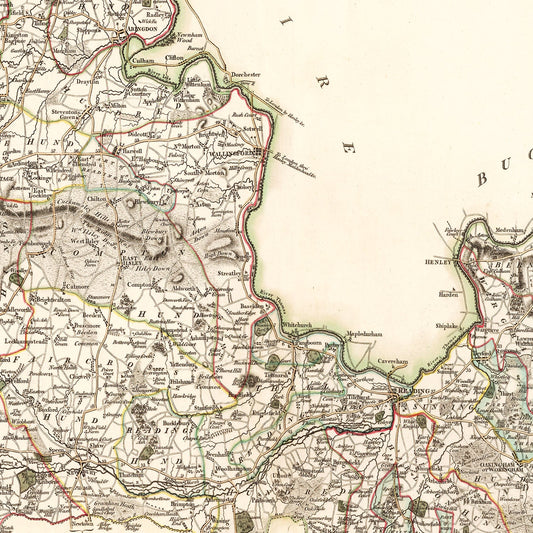 Vintage Map of Berkshire County, England, 1801