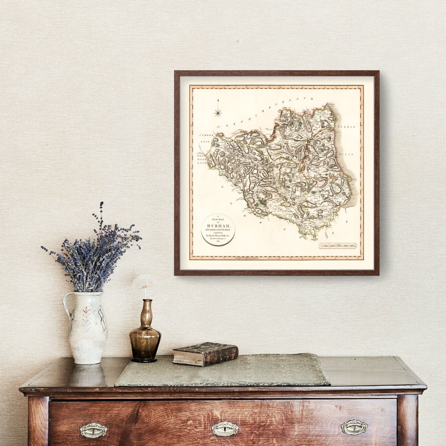 Vintage Map of County Durham, England, 1801