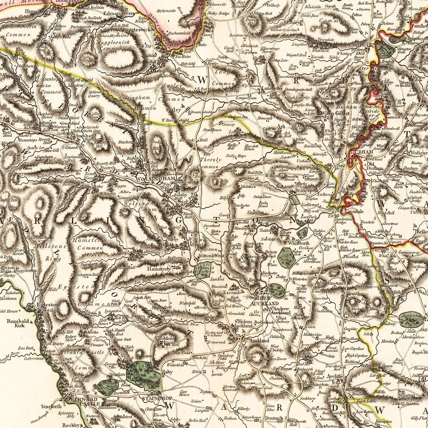Vintage Map of County Durham, England, 1801
