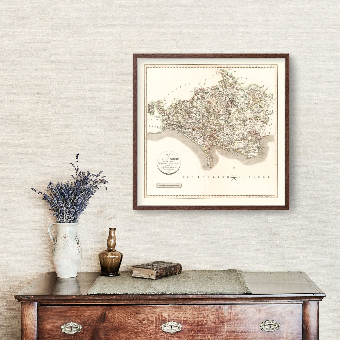 Vintage Map of Dorsetshire, England, 1806