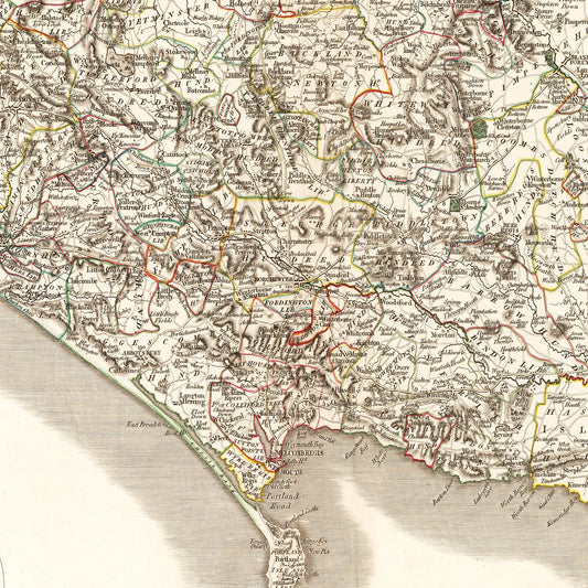 Vintage Map of Dorsetshire, England, 1806