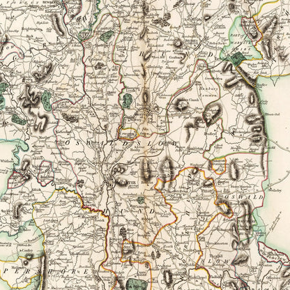 Vintage Map of Worcestershire County, England, 1801