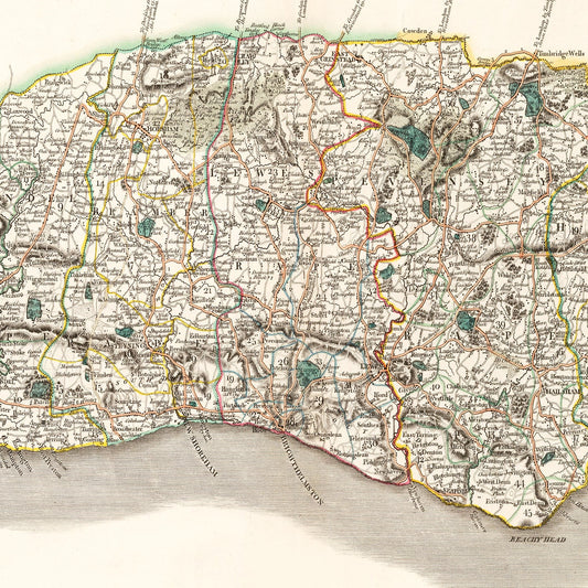 Vintage Map of Sussex County, England, 1801
