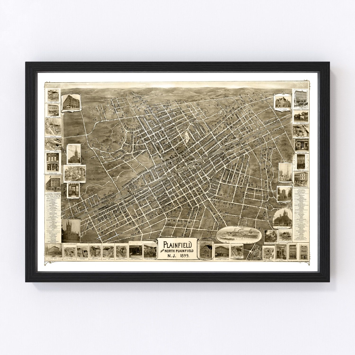 Vintage map of Plainfield, New Jersey, 1899