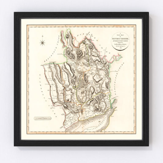 Vintage map of Monmouthshire County, England, 1809