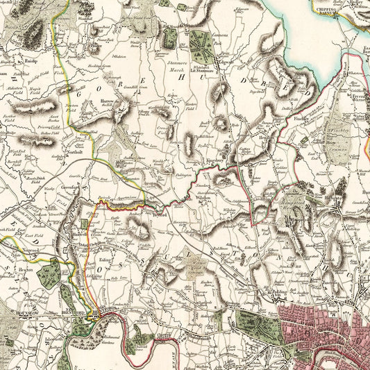 Vintage Map of Middlesex County, England, 1801