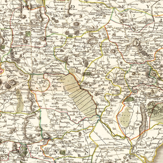 Vintage Map of Lincolnshire, England, 1801