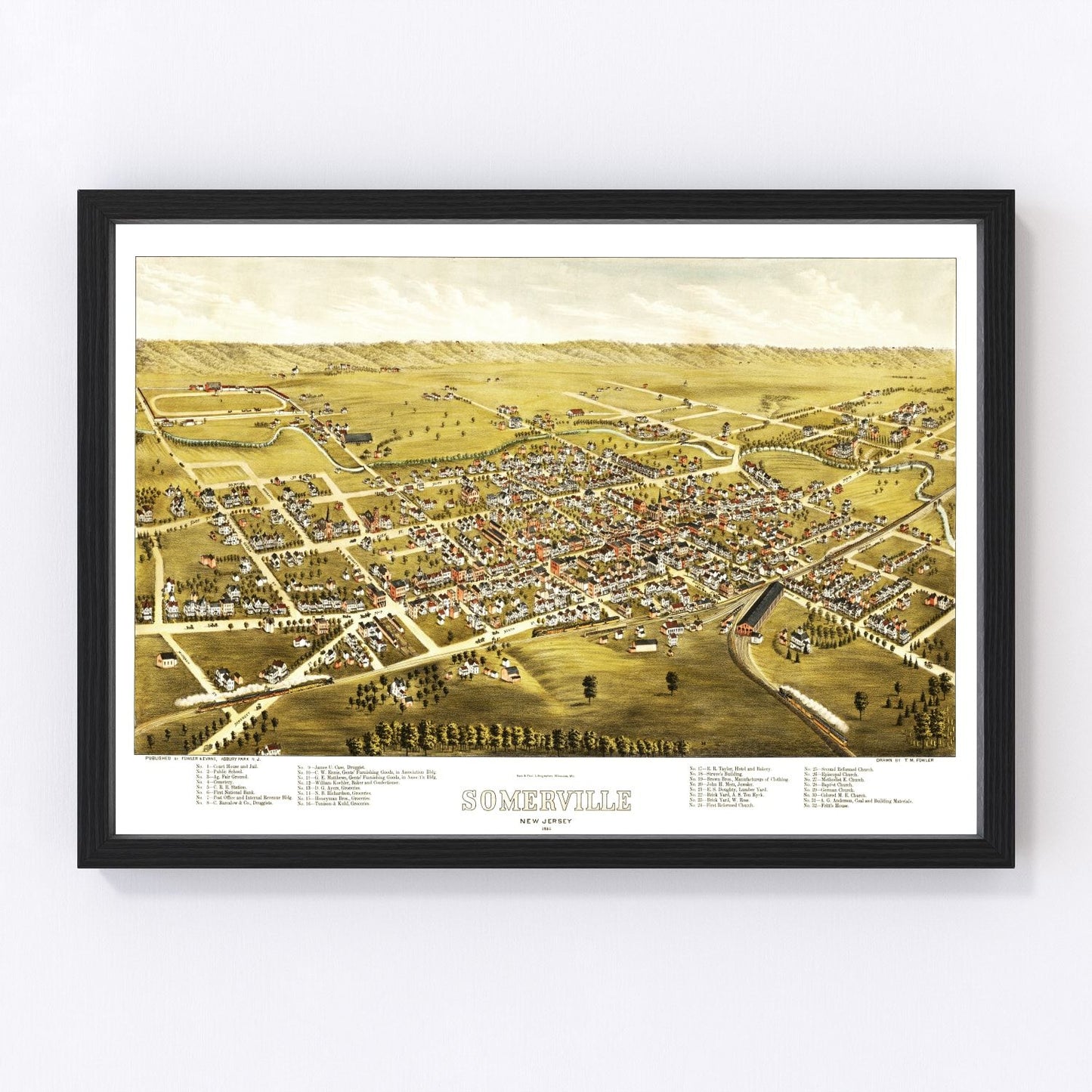 vintage map of Somerville, New Jersey, 1882