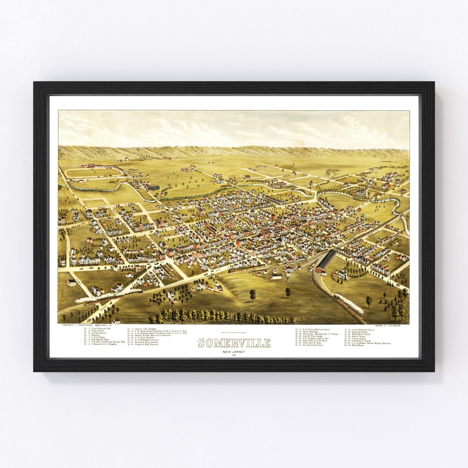 vintage map of Somerville, New Jersey, 1882