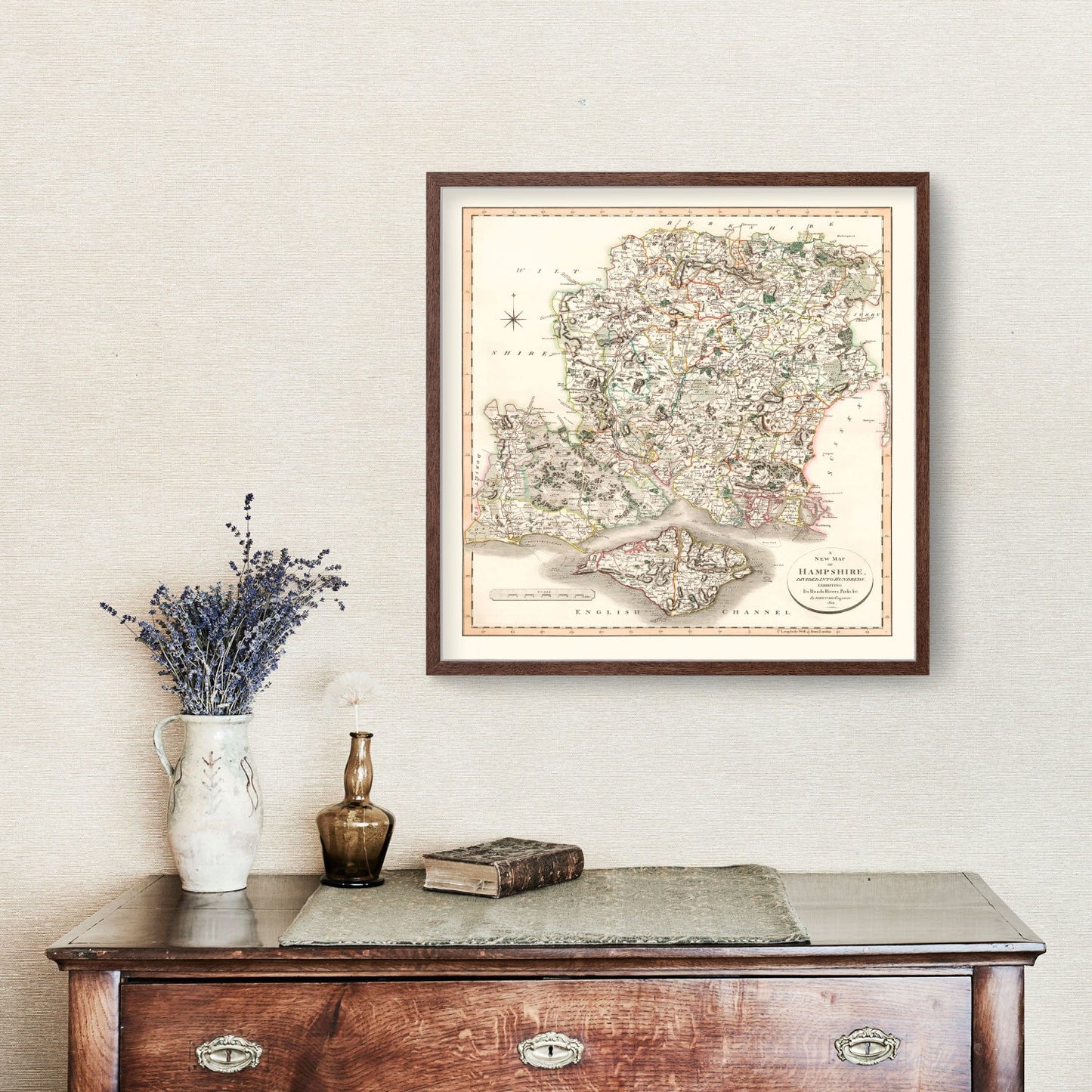 Vintage Map of Hampshire County, England, 1801