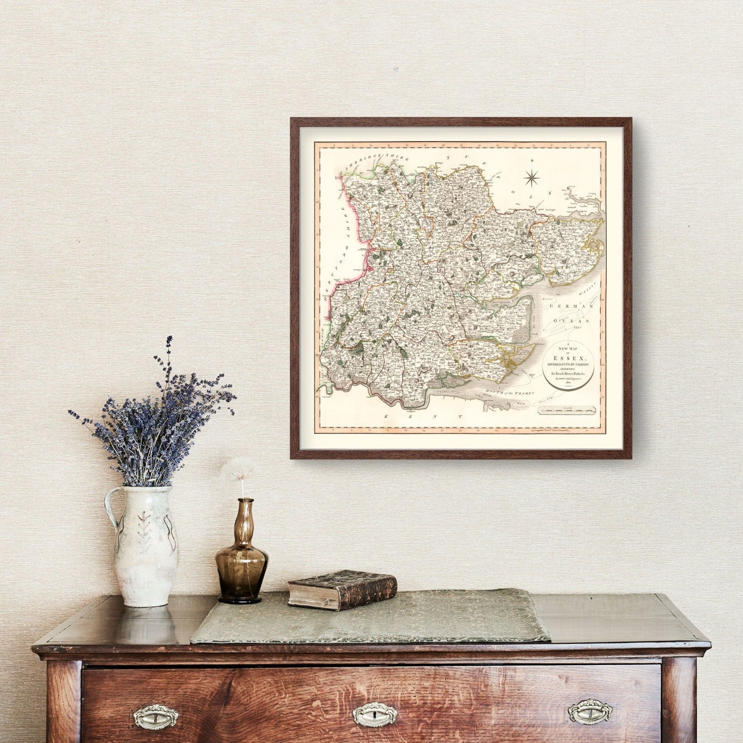 Vintage Map of Essex County, England, 1801