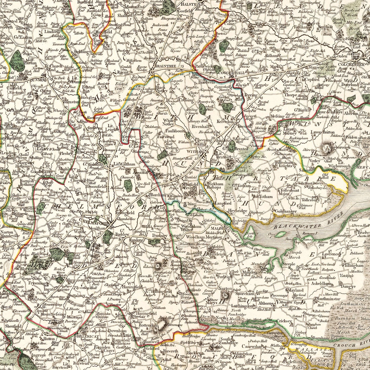 Vintage Map of Essex County, England, 1801