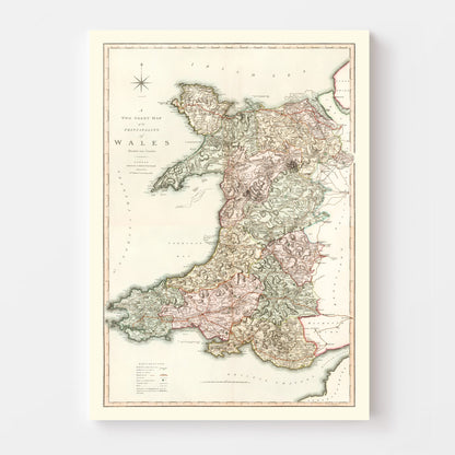 Vintage Map of Wales, 1809 Wall Art