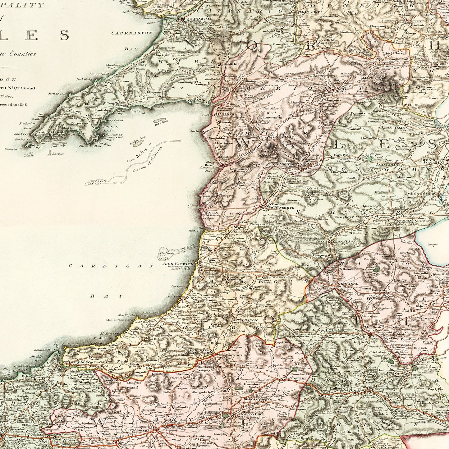 Vintage Map of Wales, 1809 Wall Art