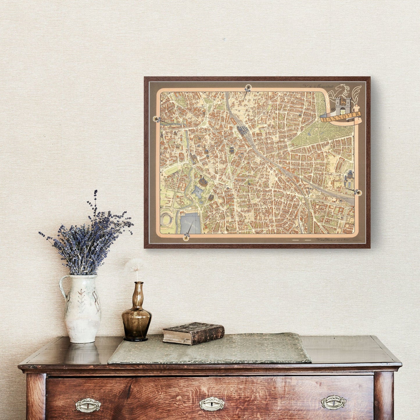 Vintage Map of Hanover, Germany, 1955