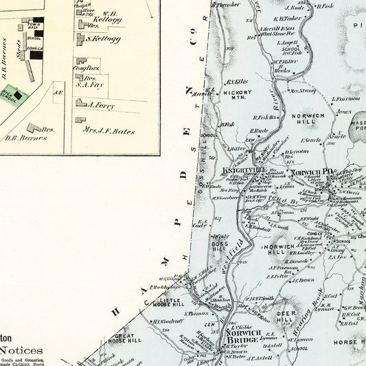 Vintage Map of Huntington, Massachusetts, 1873