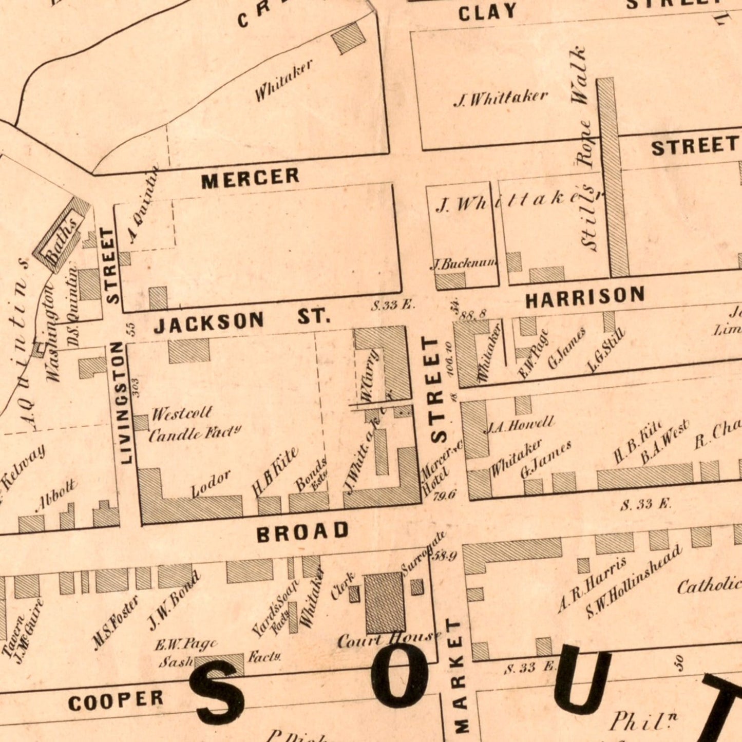 Vintage Map of Trenton, New Jersey, 1849