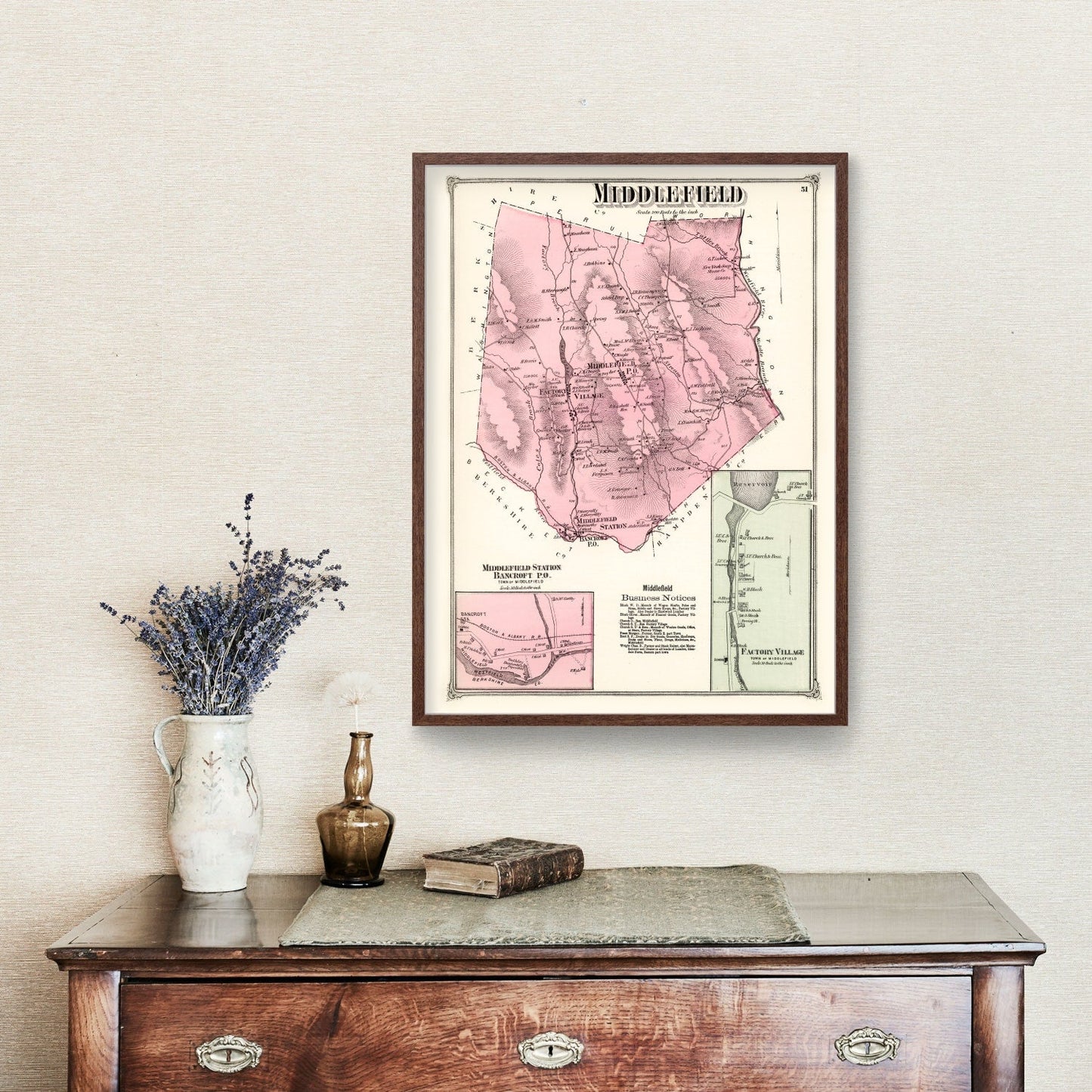 Vintage Map of Middlefield, Massachusetts, 1873
